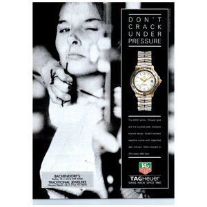 1994 Tag Heuer 6000 Series Watch Vintage Print Ad Woman Archer Archery Wall Art